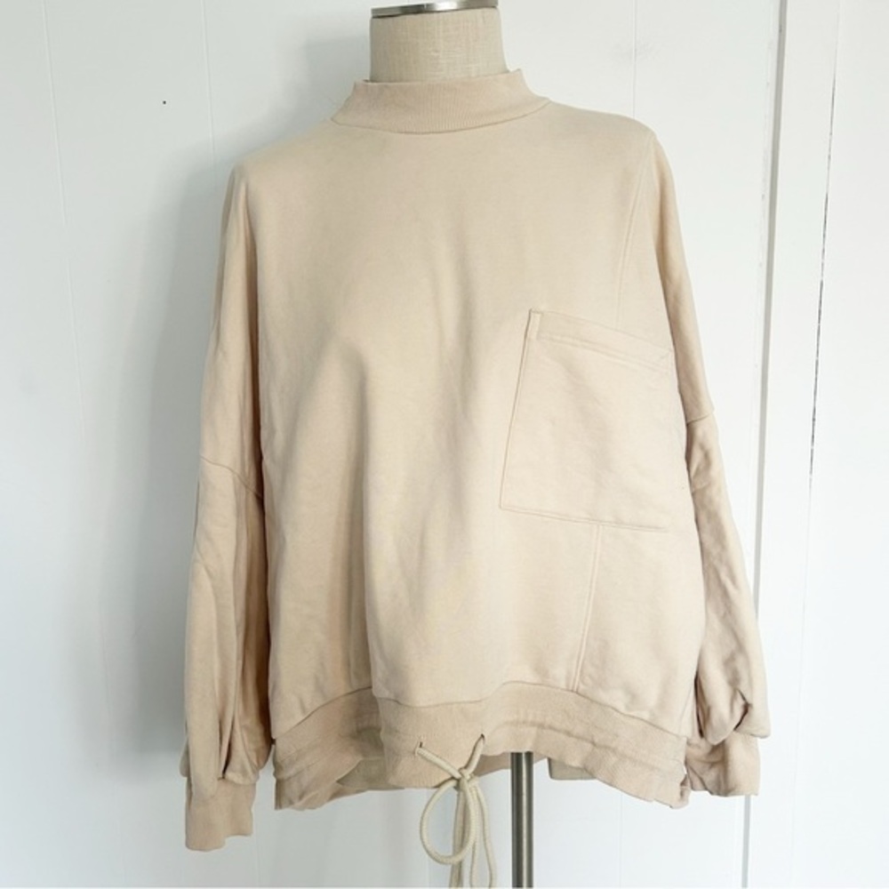 Nap Loungewear Drawstring‎ Hem Cotton Sweatshirt Cream Size XL